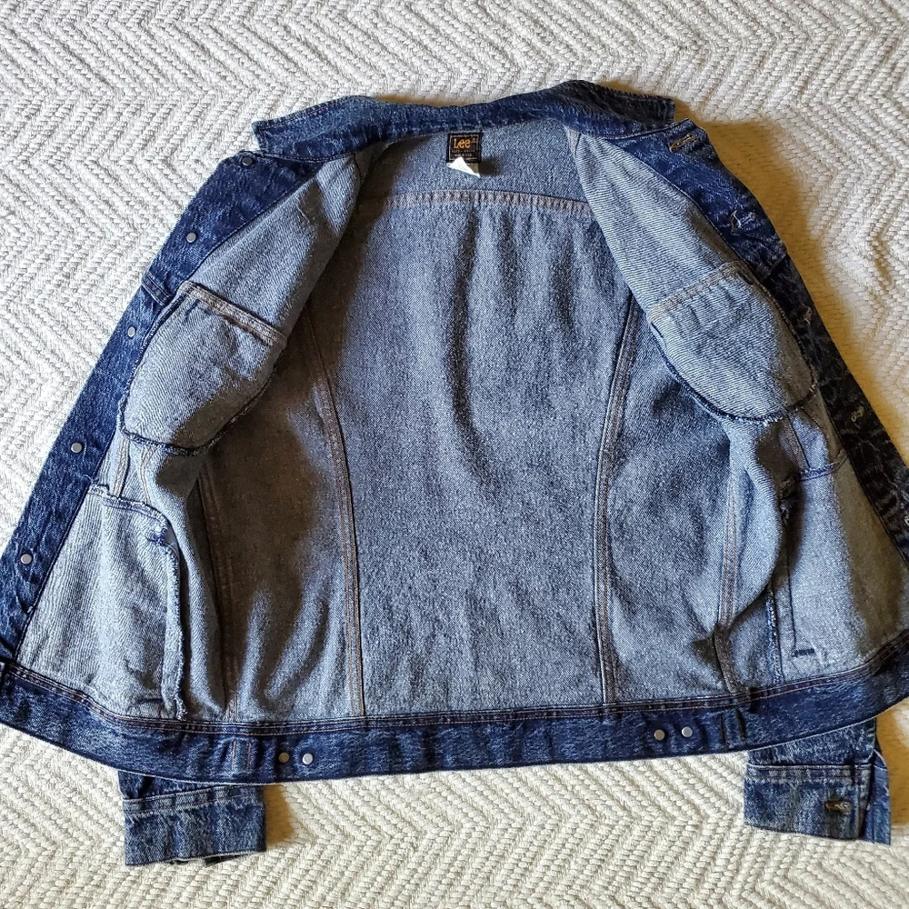 Vintage 80s Lee Riders Acid Wash Denim Trucker Jacket USA Made S